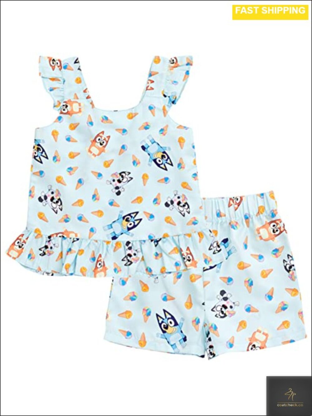 Toddler Girls Bluey Tank Top and Shorts Set Ruffles Elastic Waist